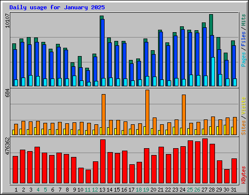 Daily usage for January 2025