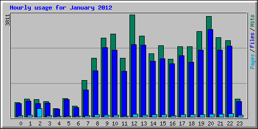 Hourly usage for January 2012