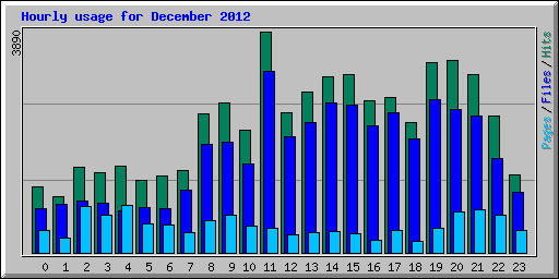 Hourly usage for December 2012